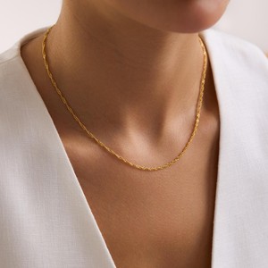 Collar de Cadena Minimalista con Circonitas, Delicado, en Capas, con Diseño de Cable Trenzado, Serpiente y Satélite, de Plata de Ley 925 y Chapado en Oro de 14K - Product Image 5