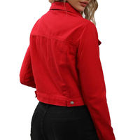 Veste en jean tricotée sur mesure pour femme avec logo floral, respirante et coupe-vent, couleur et taille personnalisées