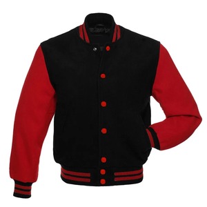 Premium Men's Letterman Baseball <b>Varsity</b> <b>Jacket</b> <b>Black</b> Wool Genuine <b>Red</b> Leather Sleeves College High School Bomber <b>Jacket</b> Canvas - Product Image 1
