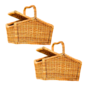 Panier de pique-nique en rotin de style vintage avec couvercle du Vietnam Grand panier de récolte en osier léger pour un voyage facile - Product Image 1