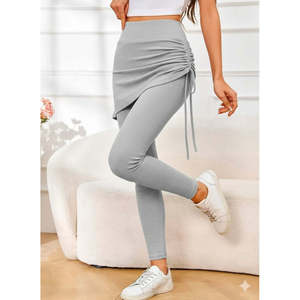 Falda pantalón Kaskorse de cintura alta con abertura lateral y bajo largo, 28589 - Gris - Product Image 1