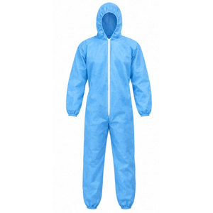 Combinaison de protection jetable bleu clair avec capuche et fermeture éclair sur le devant, combinaison intégrale pour le travail - Product Image 2