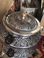 Luxuriöser Hochwertiger Edelstahl Chafing Dish Speisenwärmer Umweltfreundlicher Restaurant Hotel Trolley Buffet-Service Silber