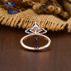 1,98 TDW Cojín y anillo de diamante de corte redondo Ajuste de pavé de oro rosa Hpht/Cvd Diamond Lab Stone - Product Image 4