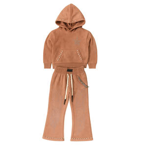 Para la venta en línea Casual Fashion Wear Aid Wash Rhinestone Chándal Color personalizado Venta caliente Chándal personalizado para hombres - Product Image 3