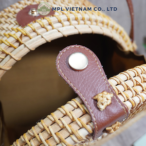 Sac bandoulière rond en rotin fait main, écologique, en paille et osier, pour femme, idéal pour l'été et la plage - Product Image 5