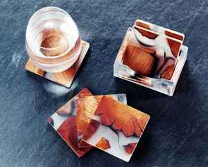 Ensemble de sous-verres de style classique moderne en bois avec résine époxy livraison gratuite pour la maison cuisine cadeaux d'anniversaire tapis et tampons pour boissons - Product Image 2