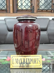 Red Flower Design Aluminium Adult Cremation Urns <b>for</b> human <b>ashes</b> with free velvet bag wholesale price - Product Image 5