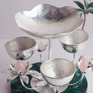 สินค้าขายดี ชามตกแต่งหินธรรมชาติสีเงินและทองเหลือง - Product Image 1