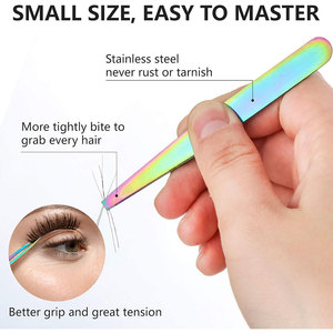 Juego de 6 Pinzas de Acero Inoxidable para Cejas, Tijeras Curvas de Precisión, Cepillo para Pestañas, Herramientas de Belleza para Depilar, Estuche - Product Image 5