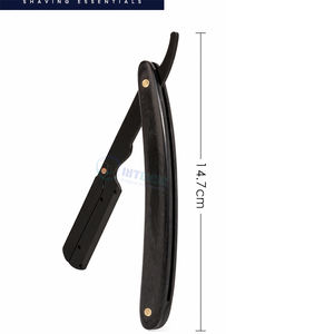 Navaja de Afeitar Profesional con Mango de Madera Negra y 60 Cuchillas de un Solo Filo para Barberos - Product Image 3