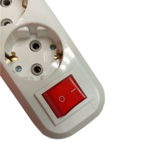 Enchufe de extensión blanco de 6 vías con conexión a tierra sin cable IP22 16A con tira de alimentación de botón resistente al fuego estándar UE/Reino Unido/EE. UU. ABS - Product Image 3