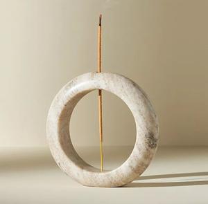 Travertine <b>round</b> stone incense stick holder handcraft natural <b>marble</b> incense <b>tray</b> modern zen aroma burner holder for meditation - Product Image 3
