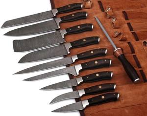 Juego de Cuchillos de Chef de Acero de Damasco Nordic Forge, Mangos de Madera, 10 Piezas, Ambidiestros, Duraderos, Afilados, Hechos a Mano, Cuchillos de Cocina Profesionales - Product Image 1