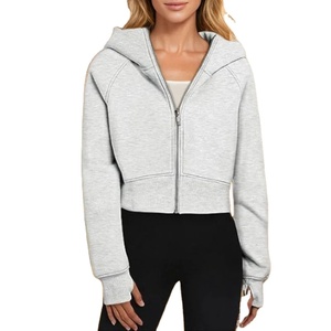 Autumn Women Hoodie Solid Color Hooded Fashion Sweatshirts <b>Long</b> <b>Sleeve</b> <b>Top</b> Drawstring Pockets Loose Zipper <b>Black</b> Hoodies - Product Image 1