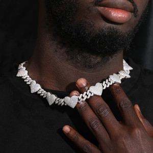 Nouvelle Arrivée Superbe Chaîne Cubaine Moissanite en Argent Sterling 925 10mm VVS Glacé Collier Coeur Hip Hop - Product Image 6