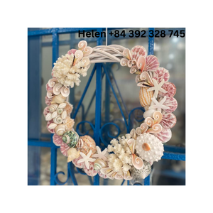 COURONNE DE COQUILLAGE DE MER DÉCORATION UNIQUE COURONNE DE PORTE RONDE SUSPENDUE À L'EXTÉRIEUR DE LA PORTE MADR of MIX COLORÉ COQUILLE DE MER au VIETNAM - Product Image 5