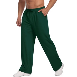 Pantalon ample pour homme à coupe large, avec cordon de serrage, en coton double tricot, coutures plates, idéal pour la gym, le travail physique et les exercices de curling au marteau - Product Image 2