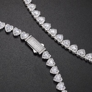 Vente en gros D VVS Coeur Moissanite Glacé Bling 925 Sterling Silver Tennis Collier Hip Hop Bijoux Cadeaux pour Femmes Copines - Product Image 3