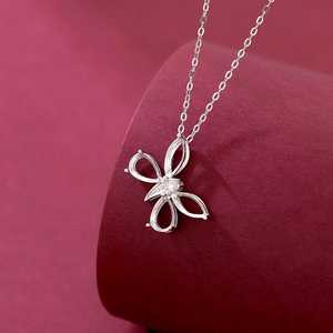 925 Sterling Silver 3x6mm Marquise 6x4mm Pear Blank Cup <b>Butterfly</b> Design Semi-Mount Pendant With CZ Setting For Gemstone Work - Product Image 5