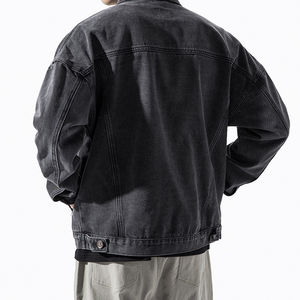 Chaqueta vaquera personalizada para hombre, chaqueta vaquera rasgada con bordado estampado - Product Image 2