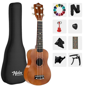 23 Inch Brown Concert Ukulele <b>Kit</b> with Wall Hanger, Bag, Strap, Picks & Method <b>Book</b> | Midex UKX-233M - Product Image 1
