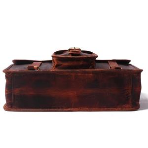 Handmade Brown Genuine Goat Leather Messenger <b>Satchel</b> Adjustable Shoulder Strap Crossbody Laptop <b>Bag</b> with Fashion Buckle Closure - Product Image 4