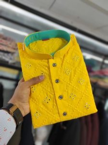 Nueva colección de tela de algodón suave puro con bordado Mirror Work Kurt a para hombres - Product Image 3