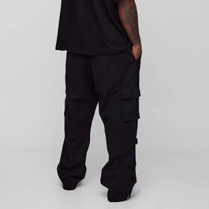 OEM/ODM 100% pantalones de chándal de algodón para hombre personalizado 3D puff impreso Logo Color negro sólido Streetwear pantalones de chándal para hombre - Product Image 3