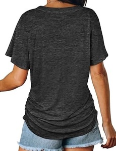 Camisetas de Manga Corta para Hombre, Cuello en V, Color Sólido, 100% Algodón, Corte Regular, Tela Oxford Transpirable, Ecológica y de Secado Rápido - Product Image 3