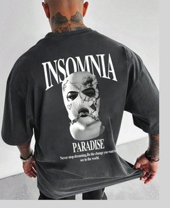 T-shirts en tissu éponge pour hommes, été, OEM, impression sérigraphique personnalisée, fabrication directe, manches courtes, hauts décontractés - Product Image 1