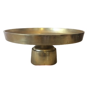 Aluminum High Quality Decorating Antique <b>Gold</b> Finishing Rounded Shape Flower Bowl <b>Vase</b> With Stand Base - Product Image 1