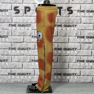 Pantalones de chándal acampanados de algodón 100%, pantalones estampados con Panel de cremallera lateral suelta con bordado de lavado desteñido al sol, pantalones Unisex de estilo informal - Product Image 4