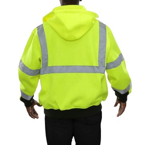 เสื้อแจ็คเก็ตสะท้อนแสงสำหรับผู้ชาย สีเหลือง-ดำ ผ้าโพลีเอสเตอร์ พร้อมฮู้ดและซิปปิด - Product Image 3