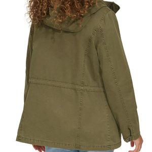 Chaqueta de Mujer con Bolsillos Delanteros Tipo Cargo, Cierre de Cremallera, Capucha, 100% Algodón, Color Sólido, Personalizable OEM/ODM - Product Image 2