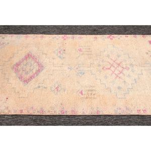 พรมวินเทจตุรกี ขนาดเล็ก 2.8x10.5 ฟุต (86x321 ซม.) พรมลายเรขาคณิตสีเบจ - Product Image 5