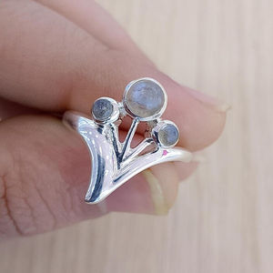 แหวนวินเทจสีน้ำเงินรุ้งสำหรับผู้หญิง925เงินสเตอร์ลิงเครื่องประดับชั้นดีกำหนดเองขายส่งเป็นกลุ่มสำหรับปาร์ตี้ - Product Image 2