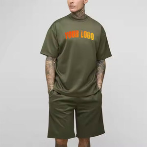 Premium Quality 100% Cotton Eco-Friendly Men's Summer Set Breathable Quick Dry Lightweight Embroidered Logo <b>Hip</b> Hop Print Design - Product Image 1