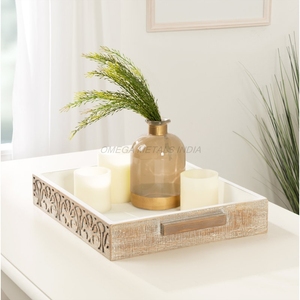 Plateau en bois de vente chaude de couleur beige clair avec forme ronde et design d'abeille parfait pour le service et la décoration de la maison - Product Image 2