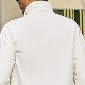 Sudadera con cremallera de cuarto para hombre, sudaderas informales de manga larga con cuello simulado de lana para exteriores - Product Image 3