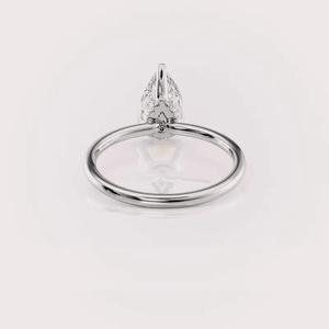 Bridal Pear Shape Lab <b>Diamond</b> Ring with Round Side <b>Diamonds</b> In Solid 925 Sterling Silver - Product Image 2