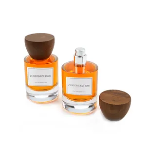 Luxe Parfumfles 50Ml Lege Cilinder Geur Parfum Spuitfles Glazen Parfumfles Met Houten Dop