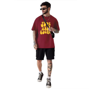 Venta al por mayor 100% algodón camiseta de los hombres logotipo personalizado impresión suelta ajuste en blanco liso tejido de punto lavado - Product Image 2