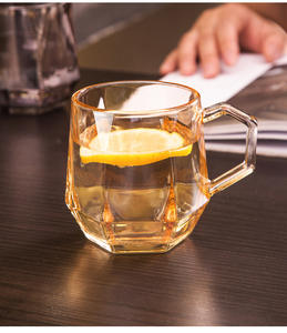 Ménage haut niveau de détection chambre lumière style de luxe avec poignée six diamant coin tasse en verre lait café jus tasses - Product Image 6