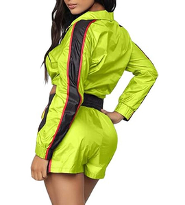 Conjunto Deportivo de Dos Piezas para Mujer, Chaqueta Cortavientos Informal con Capucha de Nailon Sólido para Otoño, Manga Larga - Product Image 6