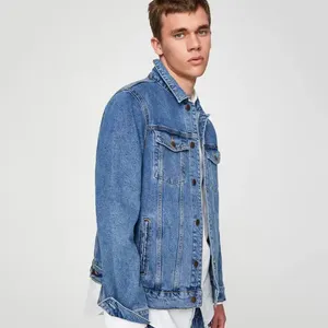 Chaqueta vaquera azul lavada clásica para hombre con bordado personalizado, prendas de vestir exteriores estilo vaquero para motocicleta - Product Image 4