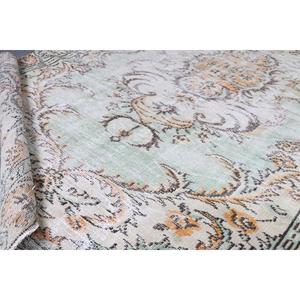 พรมตุรกีวินเทจ ขนาด 5.1x9.5 ฟุต พรมขนสัตว์สีเขียวลายปะติด - Product Image 4