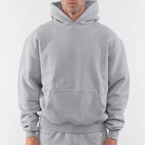 Sweat à capuche oversize de luxe pour homme en polyester/coton épais, coupe décontractée, couleur unie, style streetwear, automne - Product Image 3