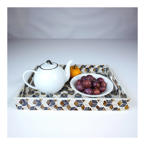 Factory Price Vietnam <b>Mother</b> of Pearl Inlay Tray Luxury Handmade Serving Tray Eco Friendly Design Restaurant - SM2026 - Product Image 1
