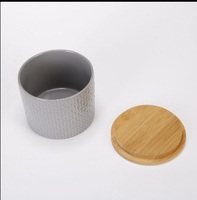 Conteneur en céramique de haute qualité avec couvercle en bois, logo personnalisé, taille personnalisée, vente en gros, pot écologique biodégradable pour huile essentielle et aliments